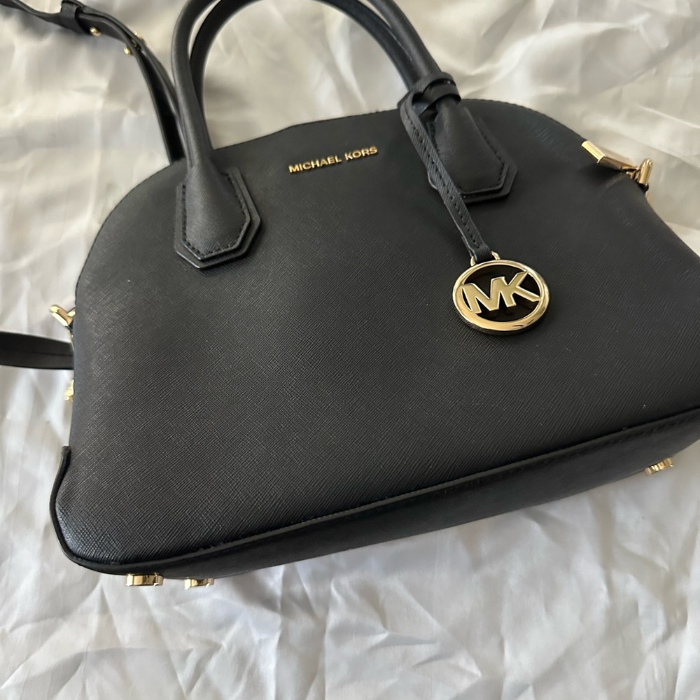 Michael Kors Black Satchel with Gold Hardware